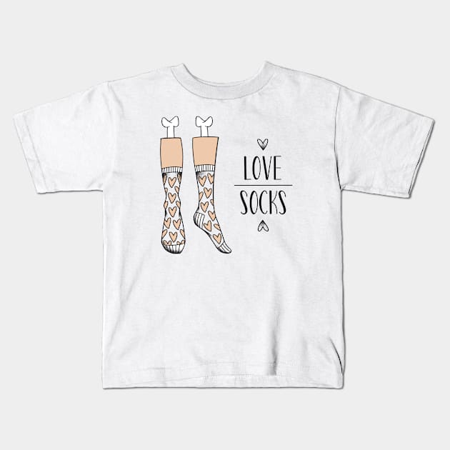 Love Socks Kids T-Shirt by freshinkstain